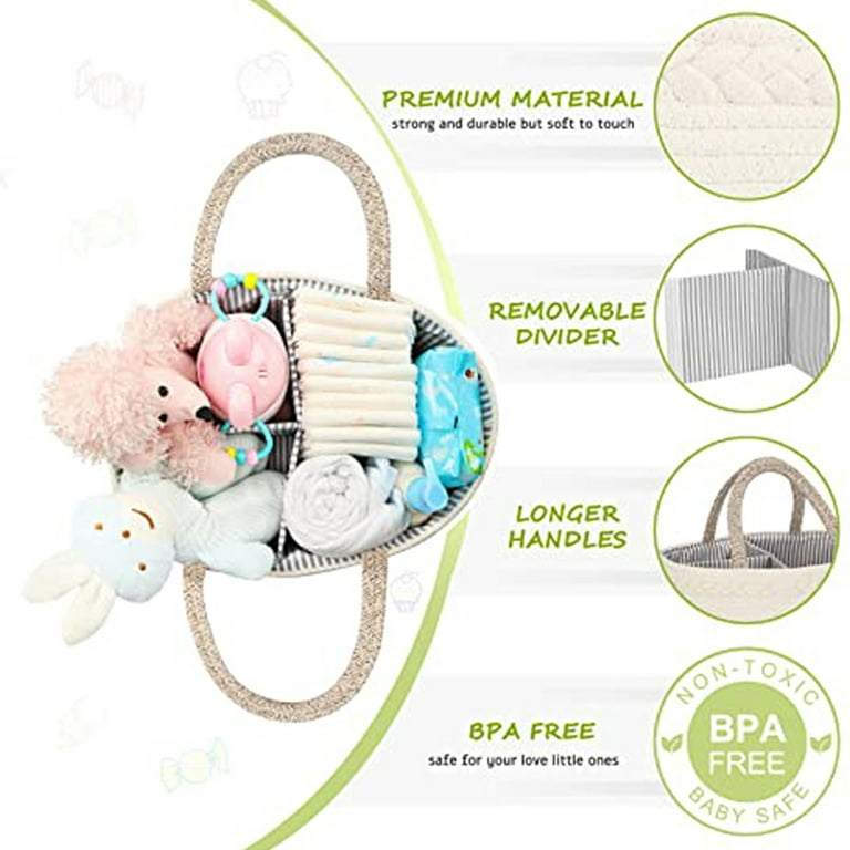 PeraBella 2-in-1 Baby Diaper Caddy Organizer, Portable Diaper Storage  Basket -Dusty Pink