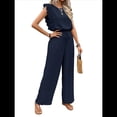 thumbnail image 2 of para Mujer, Verano 2025, Mangas con Volantes, Cuello Cuadrado, Mono con Cordón y Bolsillos, Azul Oscuro, Talla XL, 2 of 10