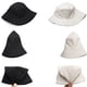 thumbnail image 4 of Verano Hombres y Mujeres Plegable Puro Color Fisherman Sombrero Sombrero de Sol Bucket Cap Reversible Doble Lado de desgaste, 4 of 8