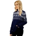 thumbnail image 4 of Musuos Women's Christmas Snowflake Knitted Sweater Long Sleeve High-neck Print Christmas Pullover Knitwear, 4 of 10