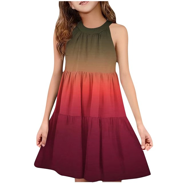 Robes d'Été Décontractées Robe d'Été Décontractée Filles Col Rond Sans Manches Robe Patchwork Robe Ludique Confortable Robe d'Été Décontractée Robes d'Été Mignonnes Robes d'Été Filles Robes d'Été