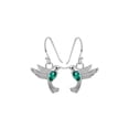 thumbnail image 1 of Pendientes tipo argolla en forma de colibrí de plata 925 con circonita esmeralda, 1 of 5