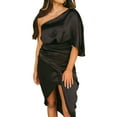 thumbnail image 2 of Robe de Soirée Ourlet Irrégulier Taille Haute Col Froncé Robe de Soirée pour Dîner, 2 of 13