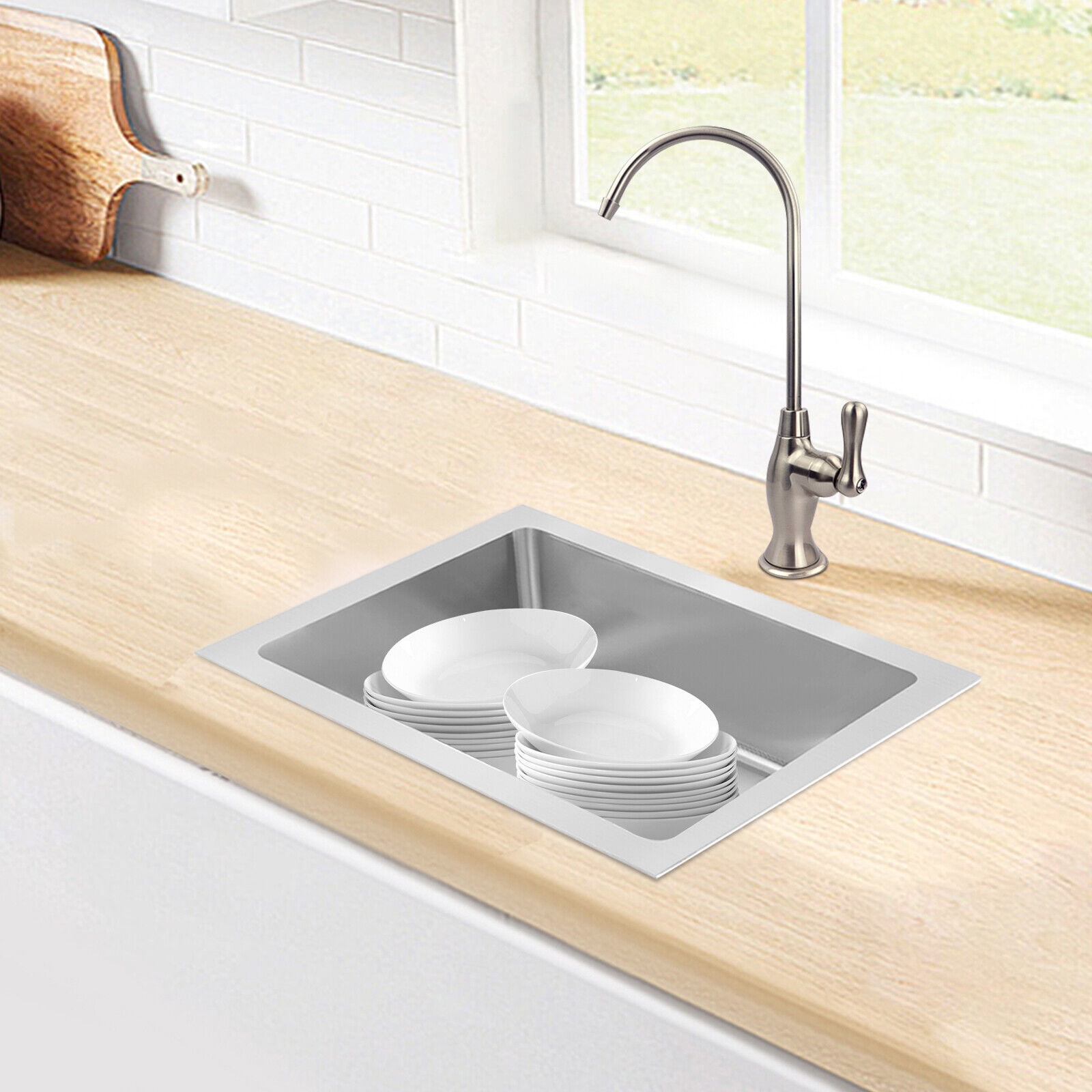 Miumaeov Commercial Sink Stainless Steel Floor Mount Mop Sink Kitchen Utility Sink Rectangular Service Sink 22*19*12in