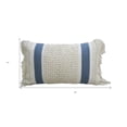 thumbnail image 5 of HomeRoots 482232 10 x 14 x 24 in. Cream & Light Blue Handmade Nubby Texture Throw Pillow with Fringe, 5 of 5