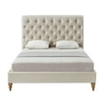 thumbnail image 3 of Rustic Manor Selina Tufted Linen Twin Size Bed Frame, No Box Spring Needed, Beige, 3 of 9