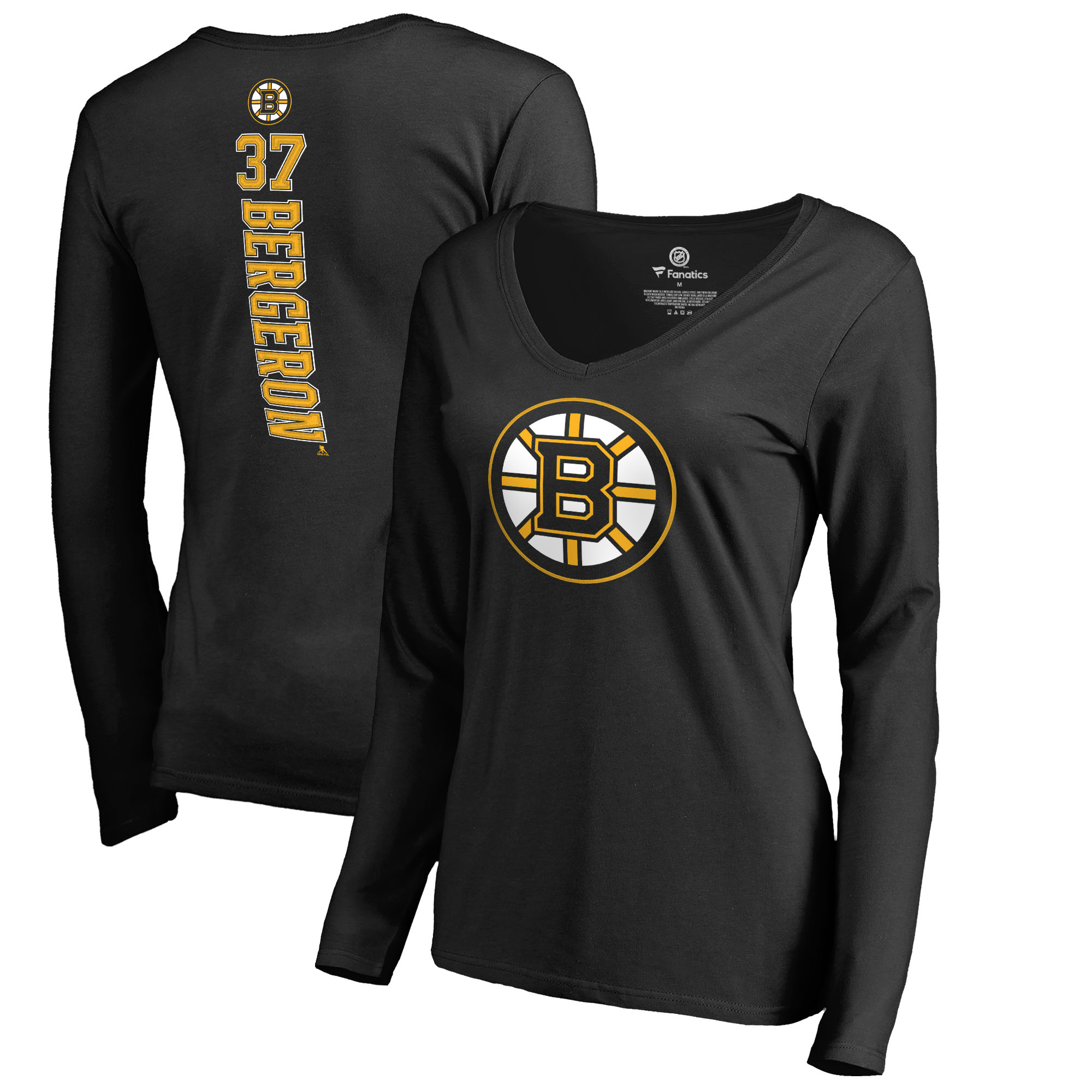 Patrice Bergeron Boston Bruins Fanatics Branded Women's Backer Name & Number Slim Fit Long 