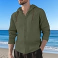 thumbnail image 2 of Mens Long Sleeve Shirts Drawstring Hooded Sweatshirt Casual Button Shirts, 2 of 5