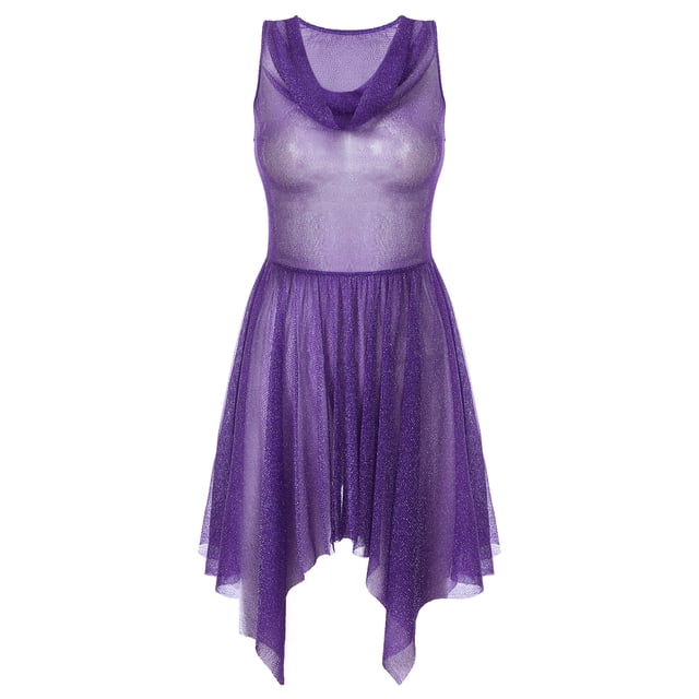 RUNQHUI Robe de Danse Sans Manches pour Femmes et Filles, Tunique à Col Drapé, Costume de Culte d'Église, Vêtements de Prière Lituricale, Violet L
