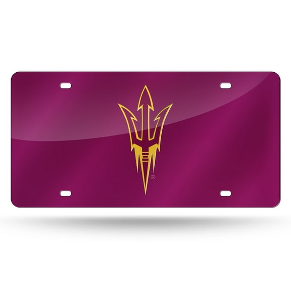 Arizona State Sun Devil's Red Mirrored Laser Cut License Plate Auto Tag