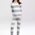 thumbnail image 2 of Striped Sweatshirt for Kids Girls Loungewear Set Set Long Sleeve Pajama Set Home Wear Outfit Printed Festival Trendy Fashion Cothes #Light Blue 6 -7Years, 2 of 4