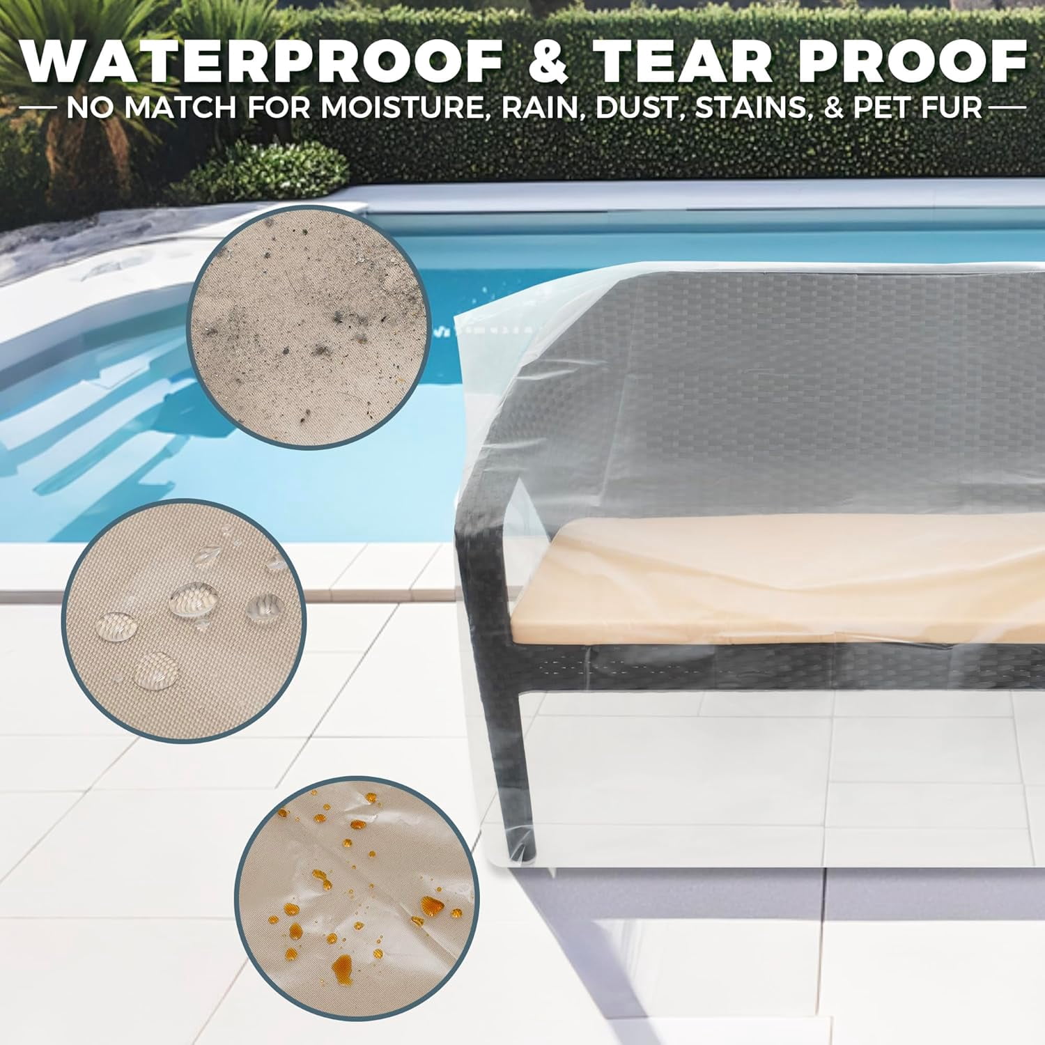 2-Pack Patio Loveseat Bench Cover, Heavy-Duty Clear Plastic Waterproof Outdoor Furniture Covers, Extra-Thick 58" x 28" x 52.5", Reusable Garden Sofa Protection