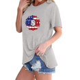 thumbnail image 2 of Tops Cortos para Mujeres Bandera de Moda Impresa Cuello Redondo, Camiseta de Manga 3/4 para Uso Diario, Casero Y Cómodo, 2 of 4