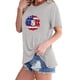 thumbnail image 2 of Tops Cortos para Mujeres Bandera de Moda Impresa Cuello Redondo, Camiseta de Manga 3/4 para Uso Diario, Casero Y Cómodo, 2 of 4