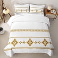 thumbnail image 2 of Castle Fairy Hippie Aztec Twin Quilt Set 2 Pieces,Minimalist Geometric Motif Twin Coverlet Set,White Mustard Gold,1 Bedspread and 1 Pillowcase, 2 of 7