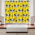 thumbnail image 2 of Ambesonne Animal Kitchen Curtains, Smiling Panda Faces, 55"x45", Yellow White and Black, 2 of 3