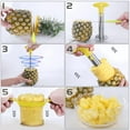 thumbnail image 3 of Pineapple Corer Cutter, Stainless Steel Fruit Peeler Slicer - Upgraded, Reinforced Thicker Blade, Core Remover with Measure Mark, Kitchen Tool for Diced Pineapple Rings, 3 of 4