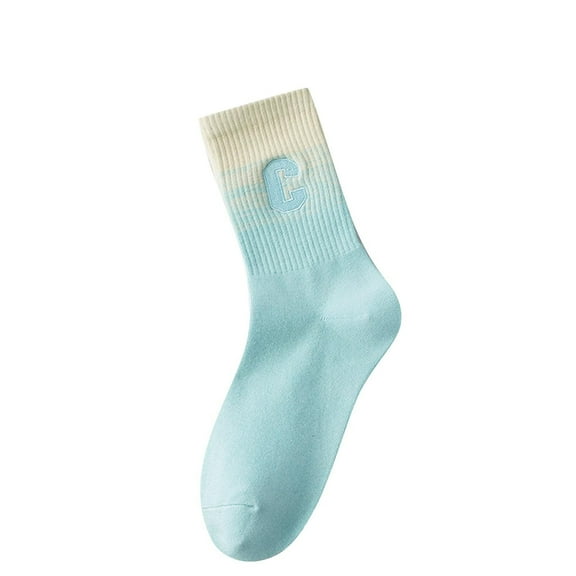 AINIYS Womens Ankle Socks Gradient Color Breathable Soft Cotton Casual Novelty Socks for Girls Blue Free Size