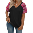 thumbnail image 3 of WellSize Plus Size Womens T Shirts Color Block V Neck Tops Casual Summer Short Sleeve Tunic Blouses, 3 of 7