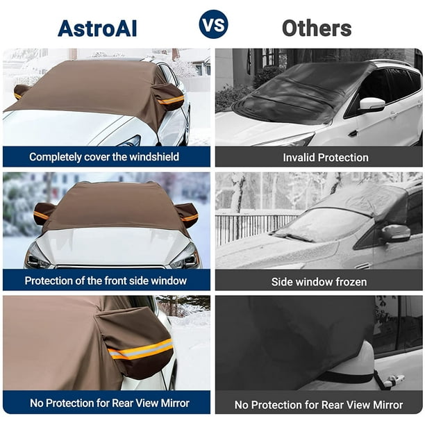 AstroAI Windshield Snow Cover Car Windshield Cover for Ice and Snow Winter  Protection for Cars and Compact SUVs Wiper Mirror Protector Windproof Cover
