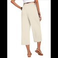 thumbnail image 4 of Pantalones Cortos para Mujer, Informales, con Cordón y Bolsillos, Holgados, de Cintura Alta y Pierna . Crema L, 4 of 6