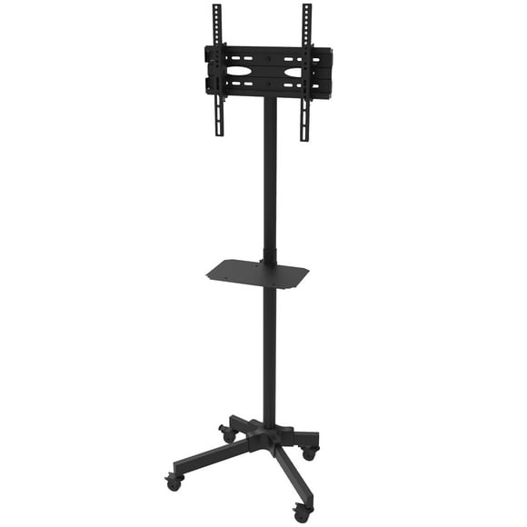 Rolling TV Cart for 26"-55" Screens, Mobile Height Adjustable TV Floor Stand with Laptop Tray Hold up to 110 lbs and Max VESA 400x400mm
