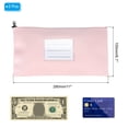 thumbnail image 2 of 11x6 Inch Money Bags with Zipper, 2Pcs PU Leather Cash Deposit Bank Pouch Envelopes Check Wallet for Coin Cosmetics Invioce Bill, Pink, 2 of 6