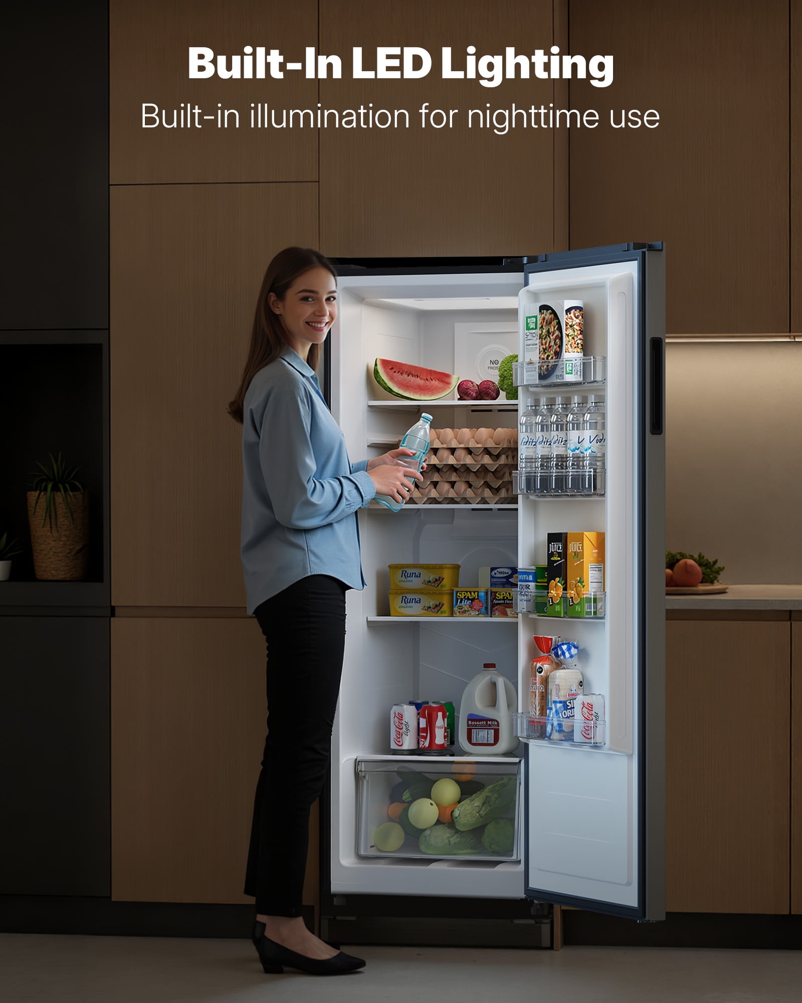 Upstreman 10.8 Cu.Ft. Convertible Freezer Refrigerator, Upright Freezer Fridge with Electronic Control, Frost Free, Stainless Steel, UP11