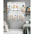 thumbnail image 5 of Spring Floral Swag Valance and Tier Curtains 36'' Length Set, Watercolor Elegant Summer Botanical Light Filtering Kitchen Curtains, Tier Curtain Valances for Bathroom/Living Room/Bedroom/Café, 5 of 6
