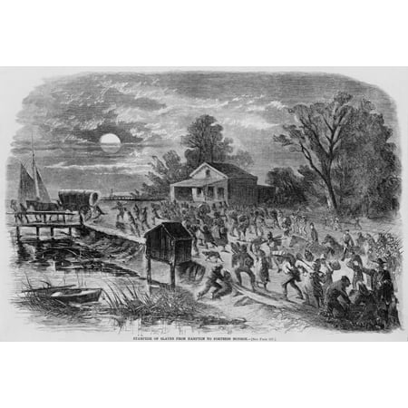 Enslaved African-Americans Running From Hampton History (36 x 24
