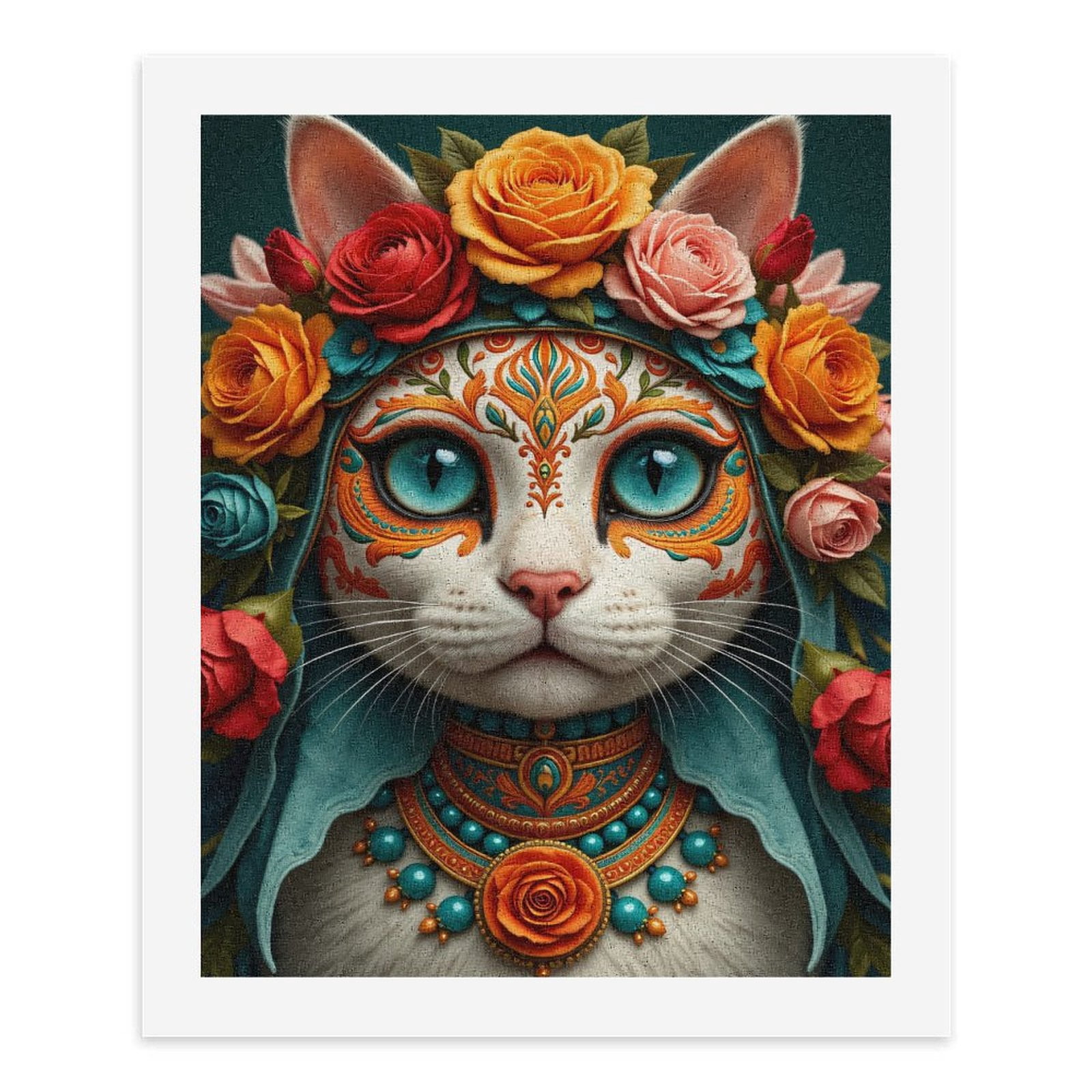 Paint By Numbers Kit for Adults Beginner - DIY Cat Floral Crown Colorful Art Canvas Painting Kits for Adults, Frameless Paint By Number for Adults for Home Wall Decor 16x20 Inch