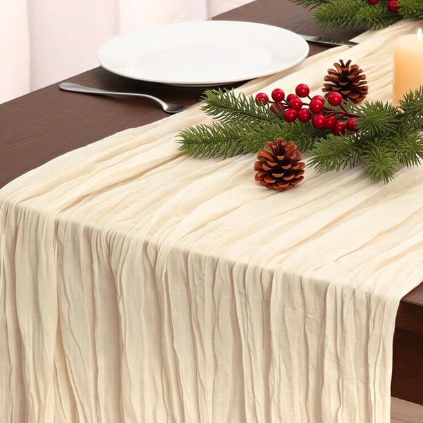 Juego de 3 Caminos de Mesa Fixwal de Gasa Beige 89x305 cm