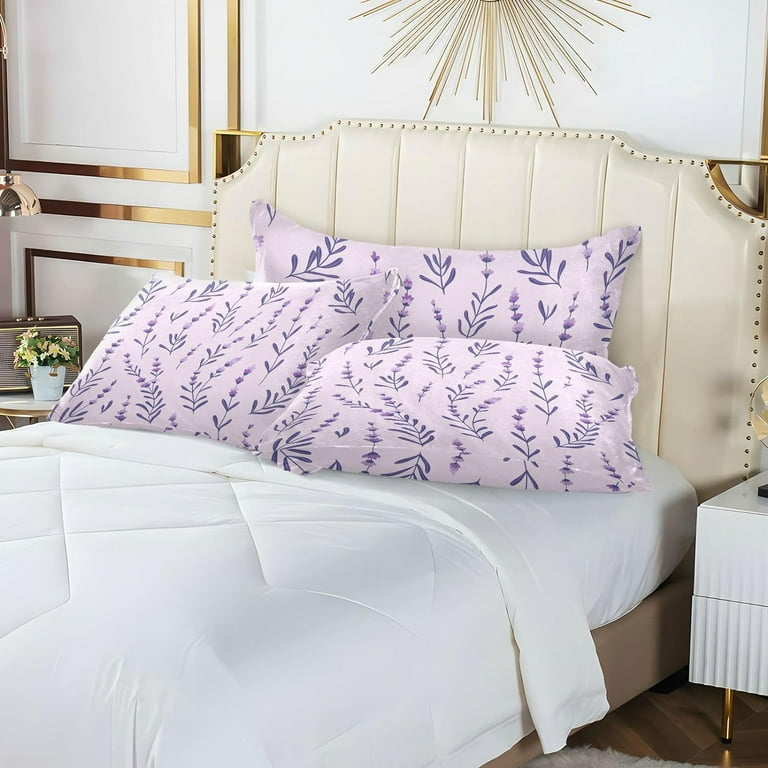 GZHJMY Elegant Lavender Pillowcase King Size Super Soft Pillow Shams Covers Plush Cozy Pillow Cases with Zipper 20 X 40 164 Walmart