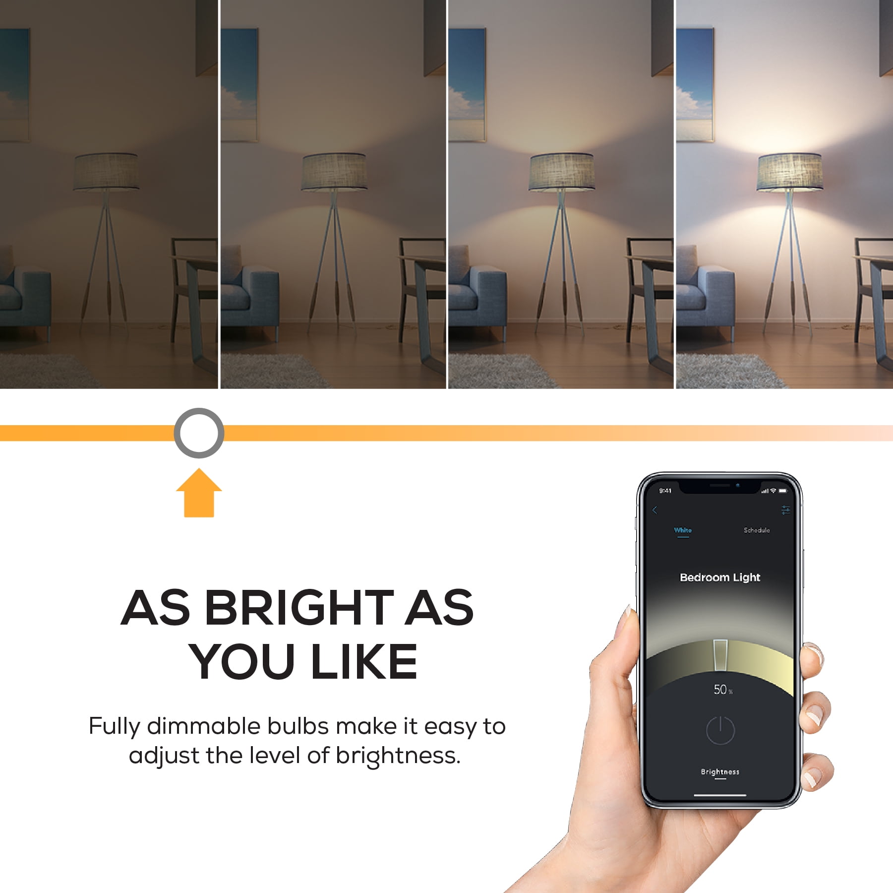 Merkury Innovations A19 Smart Light Bulb, 60W Dimmable White LED, Requires 2.4GHz WiFi, 1-Pack