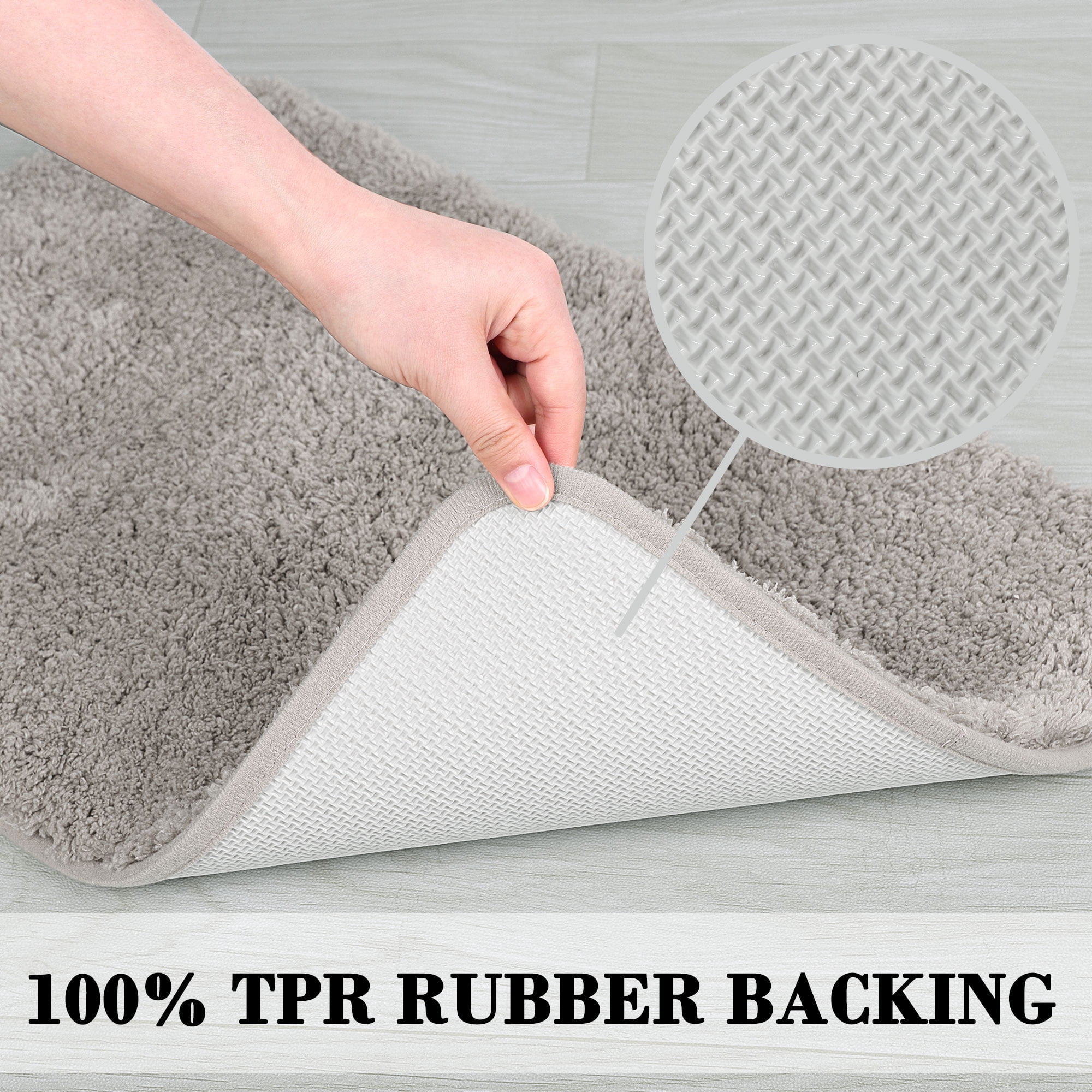 Unique Bargains Bathroom Shaggy Bath Mat Fluffy Non-slip Door Floor Rug Light Gray 20" x 31"