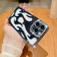 thumbnail image 2 of TECH CIRCLE Electroplated TPU Phone Case For iPhone 13 (2021) 6.1",  Bling Case with Crystal Rhinestones, Hollow-out Design, Heat Dissipation, Lightweight Slim Fit Protective Cute Case, Blue, 2 of 7
