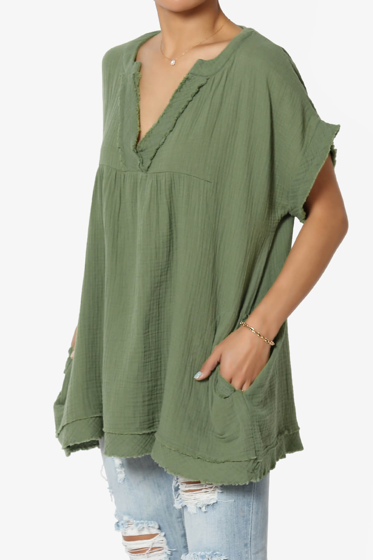 Milly Washed Gauze Babydoll Shift Mini Dress