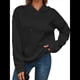 thumbnail image 2 of Sudadera Informal con Capucha de Jacquard Texturizado para Mujer, Sudadera Holgada de Larga de Color Liso Y2K con Bolsillos. Negro S, 2 of 10