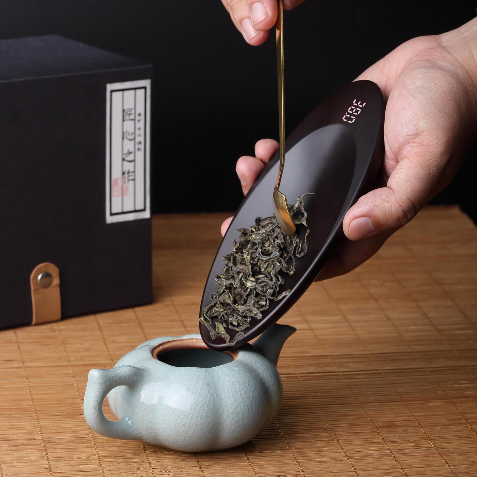 Fiocias Digital Tea Scale Tea Leaf Weighing Tea Scale Electronic Tea Scale High Accuracy Ebony
