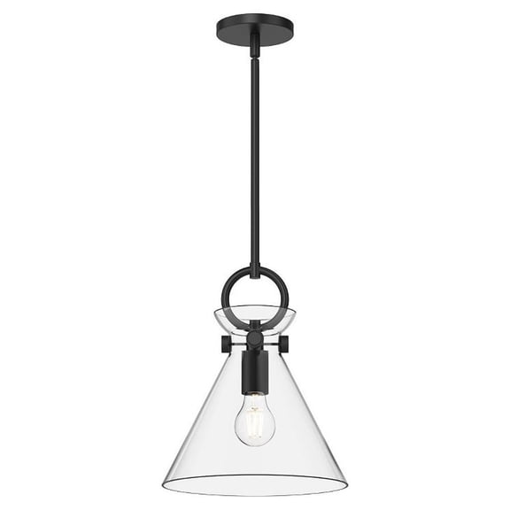 PD412511MBCL-Alora Lighting-Emerson - 1 Light Pendant with Glass-12.75 Inches Tall and 10.5 Inches Wide-Matte Black Finish-Clear Glass Color