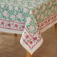 thumbnail image 4 of Green Leaf Motif Cotton Hand Block Printed Tablecloth for Dining Table – Kalakaari Indian Handcrafted, Cotton Table Cover – Boho Floral Table Linen for Kitchen & Home Décor (60 Inches Round), 4 of 5