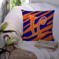 thumbnail image 3 of Letter H Initial Tiger Stripe Blue and Orange Fabric Decorative Pillow, 3 of 4