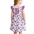 thumbnail image 6 of Lanbubble Toddler Girl Dresses Back Bowknot Sunflowers Ruffled Sleeve Dress Casual Sundress 6-7 Years, 6 of 8