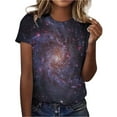 thumbnail image 4 of T-shirts pour Femmes Mode Col Rond Étoile Imprimé Brillant Manches Courtes Confortables et Élégants T-Shirts Femmes Gris Foncé TTTG, 4 of 4