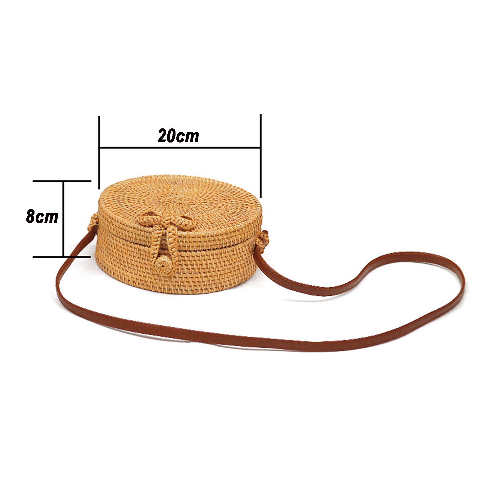 Rattan Straw Bag Handmade Wicker Woven Purse Handbag Circle Boho Crossbody Bag for Women