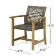 thumbnail image 5 of GDF Studio Lepage Outdoor Acacia Wood and Wicker 3 Piece Bistro Set, Teak and Mixed Mocha, 5 of 13