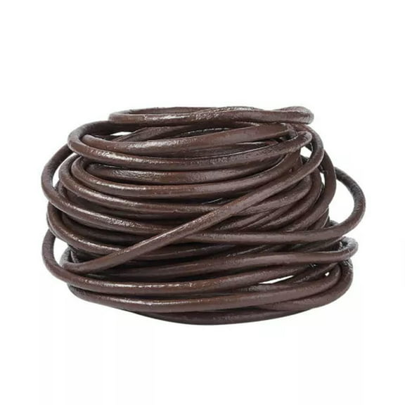 U8MO 10 m Genuine Cowhide Leather Cords Round Wrapping Beading Threads String 4mm DIA-Saddle Brown