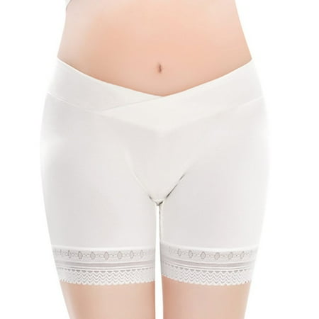 

Clearance Maternity Women Plus Size Seamless Lace Boyshort Panties Top Cotton Pregnant Female Low-Rise Solid Comfort Elegant Underwear White 2XL