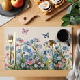 thumbnail image 2 of Blue Spring Floral Placemats Set of 4 Pink Flowers Butterfly Rustic Place Mats Indoor Wipeable Table Mats Washable Cloth Dining Table Placemats for Kitchen Holiday Party Home Decor 13x19 Inch, 2 of 9