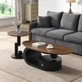 thumbnail image 2 of Luxury Nesting Coffee Table Set of 2 for Living Room: Modern Black & Brown Oval/Round Tables w/ Storage Drawer, 47.24" & 19.69" MDF & Iron Frame, Durable & Stylish, 2 of 7